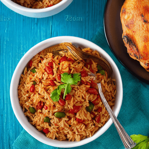 haitian rice and beans with chicken haiti food
