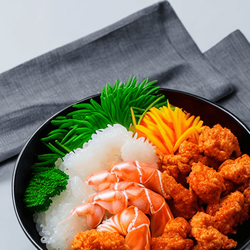 kuruma ebi chirashi karaage bowl japan food