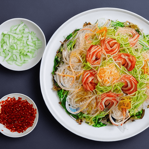 kuruma ebi chirashi okonomiyaki japan food