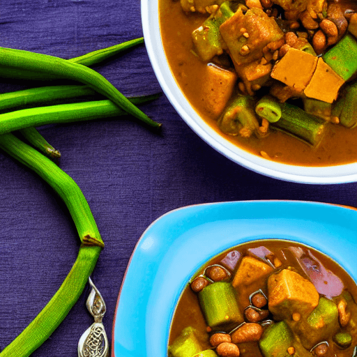dawadawa and okra and groundnut and yam stew niger food