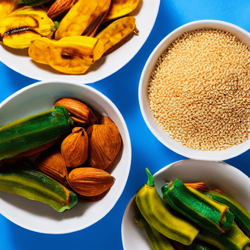 kpembe with palm oil and palm nuts and okra and fish and plantains and rice and cassava gabon food