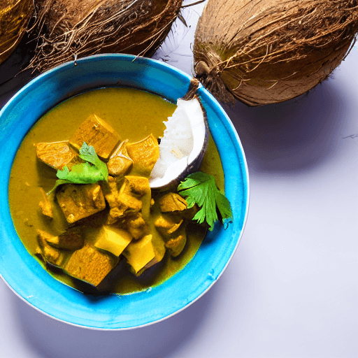 micronesian coconut curry with coconut and breadfruit and taro and coconut and breadfruit and coconut and breadfruit and qrqa food