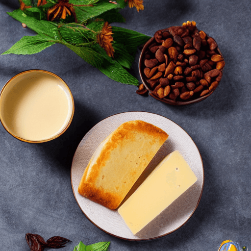 mongolian handmade cheese bread butter milk tea mongolia food