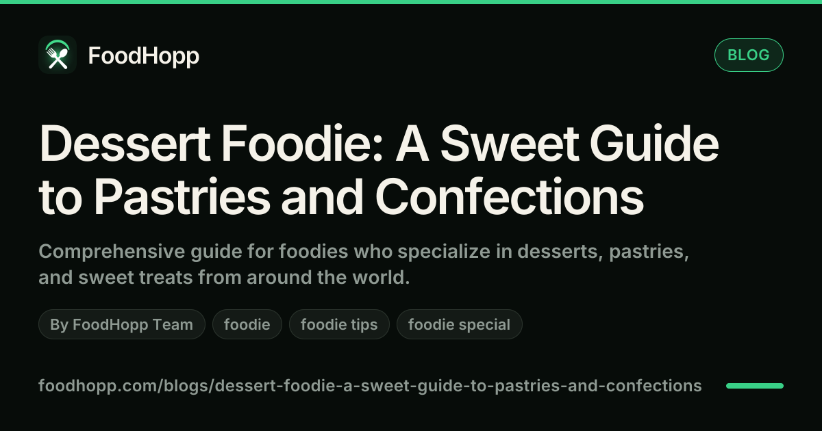 Dessert Foodie: A Sweet Guide to Pastries and Confections - FoodHopp Blog Cover Image