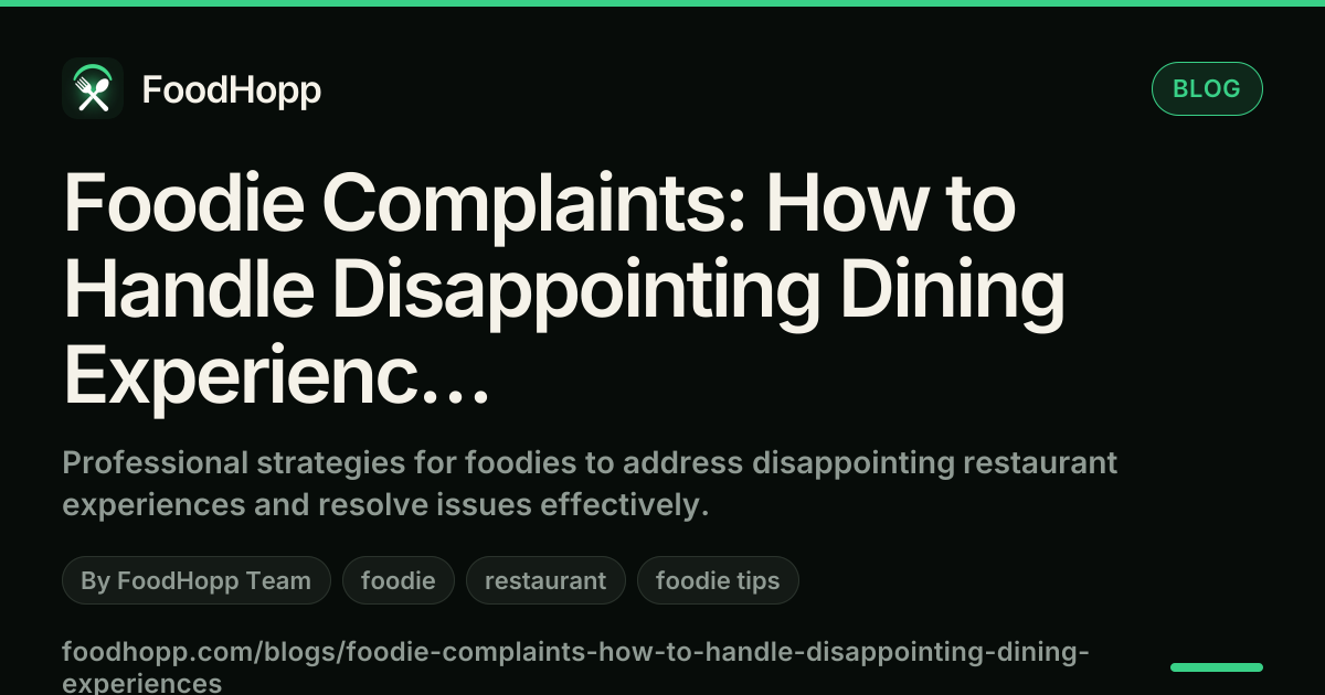 Foodie Complaints: How to Handle Disappointing Dining Experiences - FoodHopp Blog Cover Image