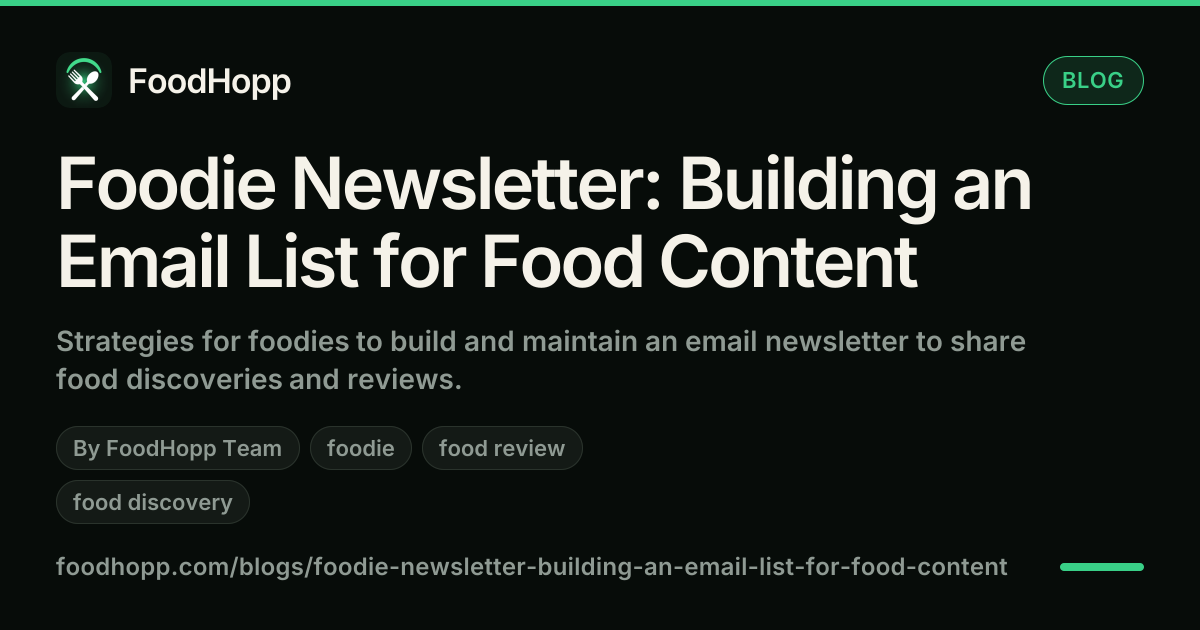 Foodie Newsletter: Building an Email List for Food Content - FoodHopp Blog Cover Image