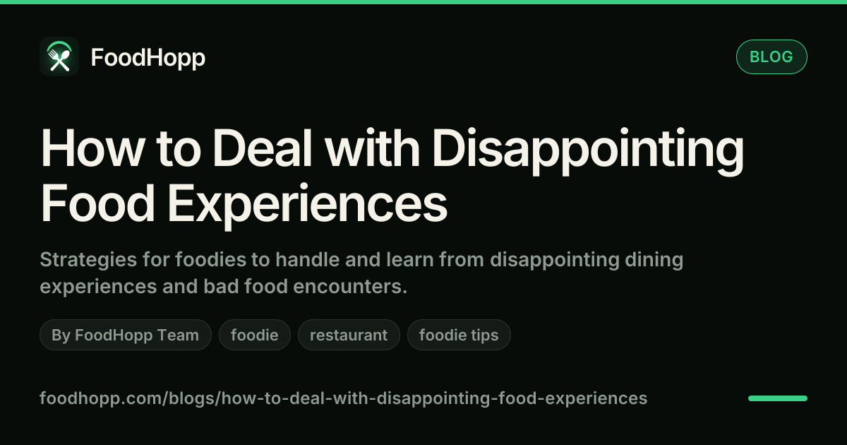 How to Deal with Disappointing Food Experiences - FoodHopp Blog Cover Image