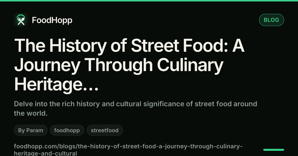 The History of Street Food: A Journey Through Culinary Heritage and Cultural Identity - FoodHopp Blog Cover Image